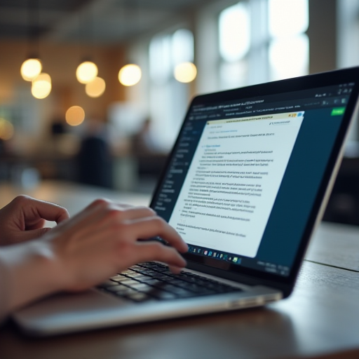 Bir kişi içerik oluşturma için kreatif bir arayüz kullanan bir bilgisayar kullanıyor.