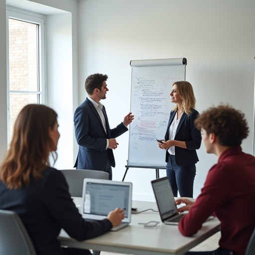 İçerik stratejisi oluştururken bir ekip düşüncelerini paylaşıyor