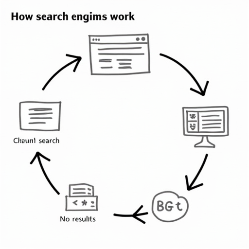 Arama motorlarının nasıl çalıştığı gösteren bir diyagram