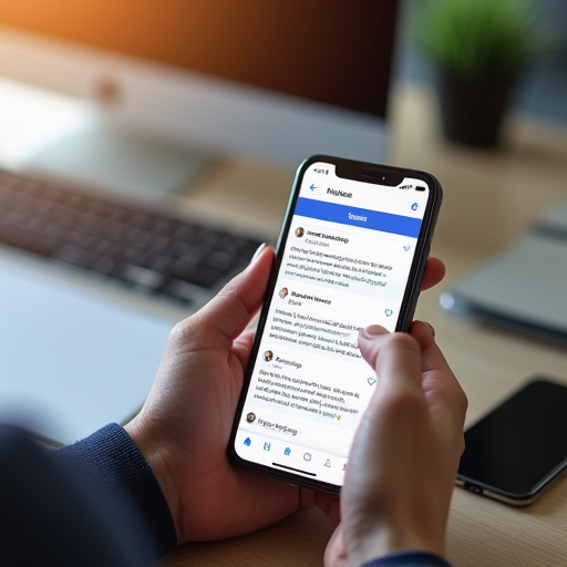 Person interacting with a smartphone and social media app