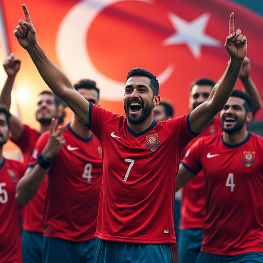 Türkiye milli takımının bir maçı sonunda kazanma kutlaması