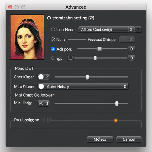 Görsel tasarım yazılımı kullanıcı arayüzü ve görseli özelleştirmek için gelişmiş ayarlar