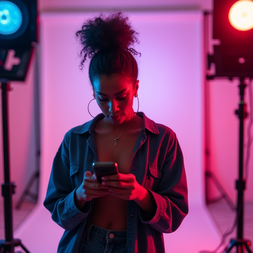 Sosyal medya etkileyicisi içerik üretiyor